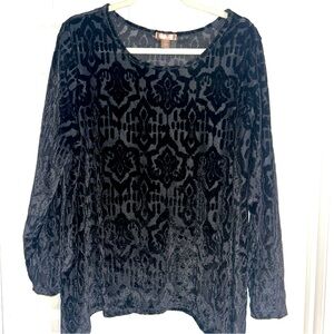 Vintage White Stag Womens Shirt XXL Black Burnout Velvet Tunic Gothy Witchy